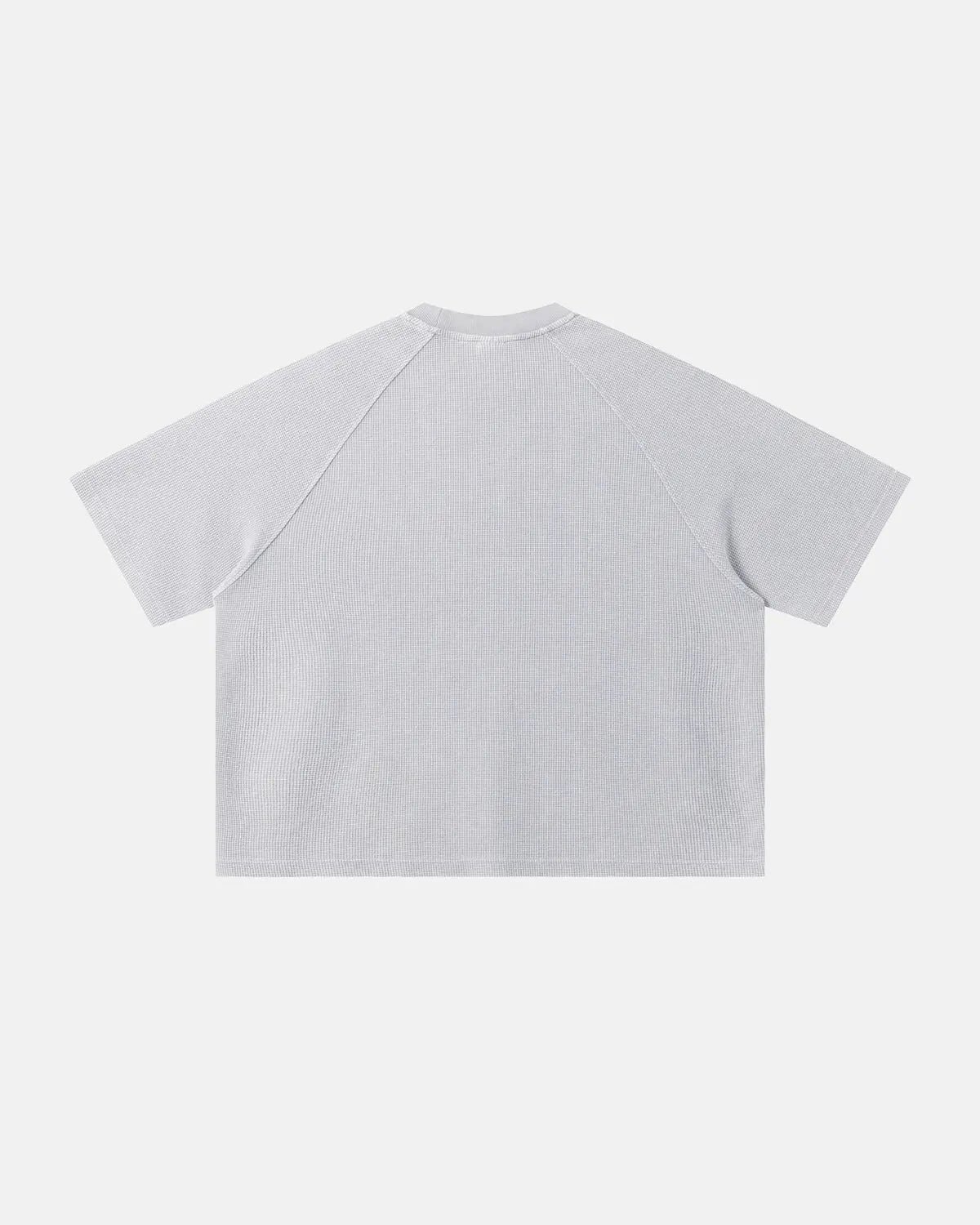 Inflation Streetwear washed graphic boxy waffle T-shirt with bold print, casual fit, and textured fabric in a modern streetwear style.