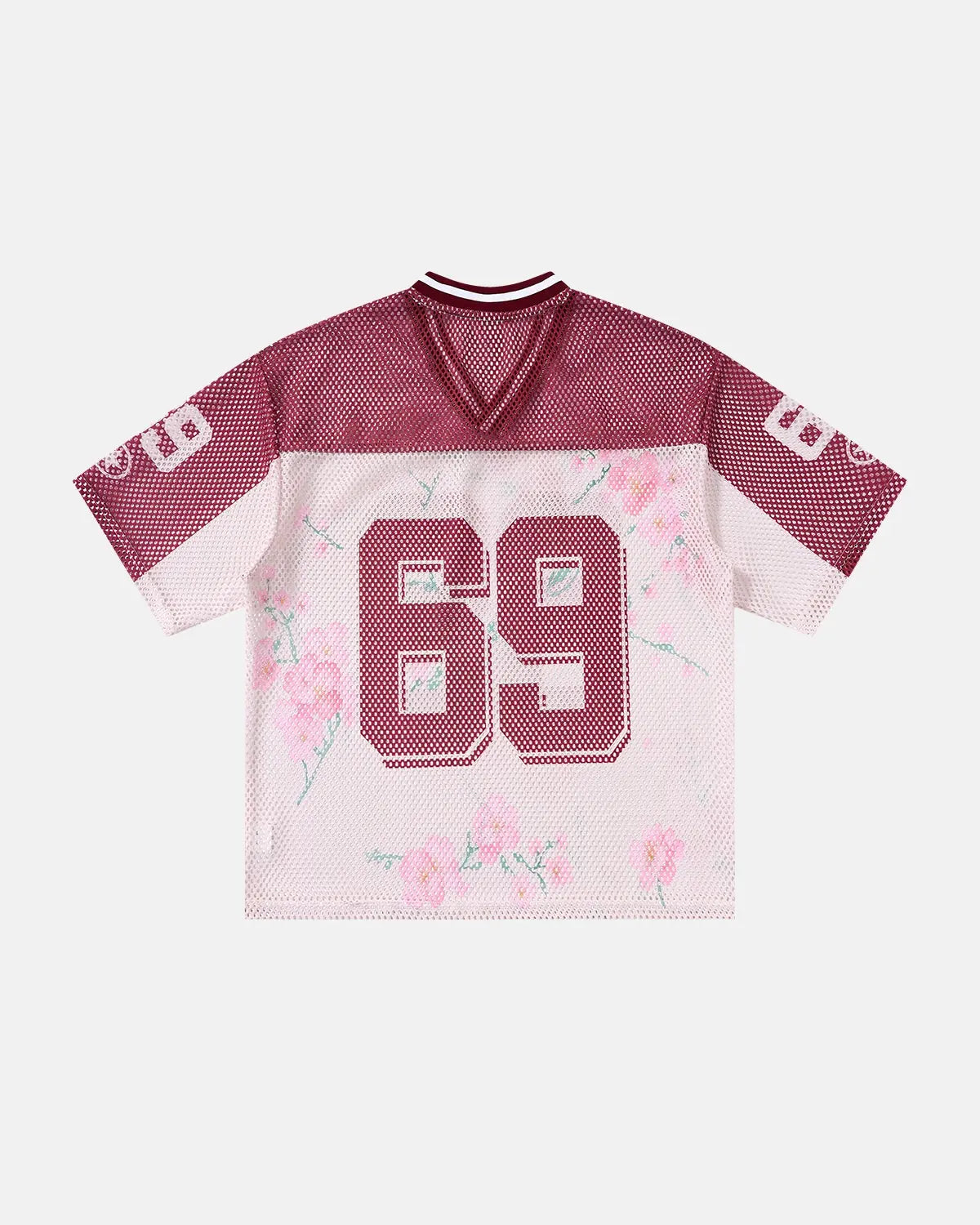 Floral digital print mesh jersey by INFLATION Streetwear featuring vibrant floral patterns and lightweight, breathable fabric.