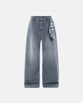Acid wash detachable bandana baggy jeans by INFLATION featuring a relaxed fit and streetwear style with bold denim details.
