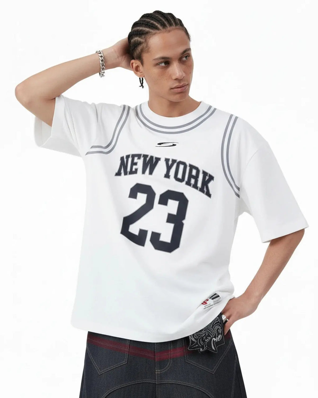Inflation Streetwear Mock Neck 23 New York Jersey showing the black jersey with New York logo and branding details.