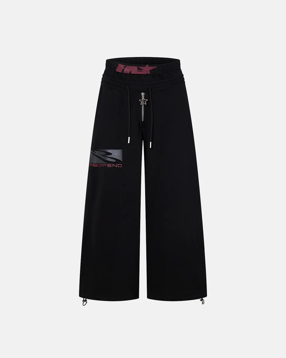 Inflation layered waist baggy wide-leg sweatpants with relaxed fit, featuring a comfortable elastic waistband and casual streetwear style.