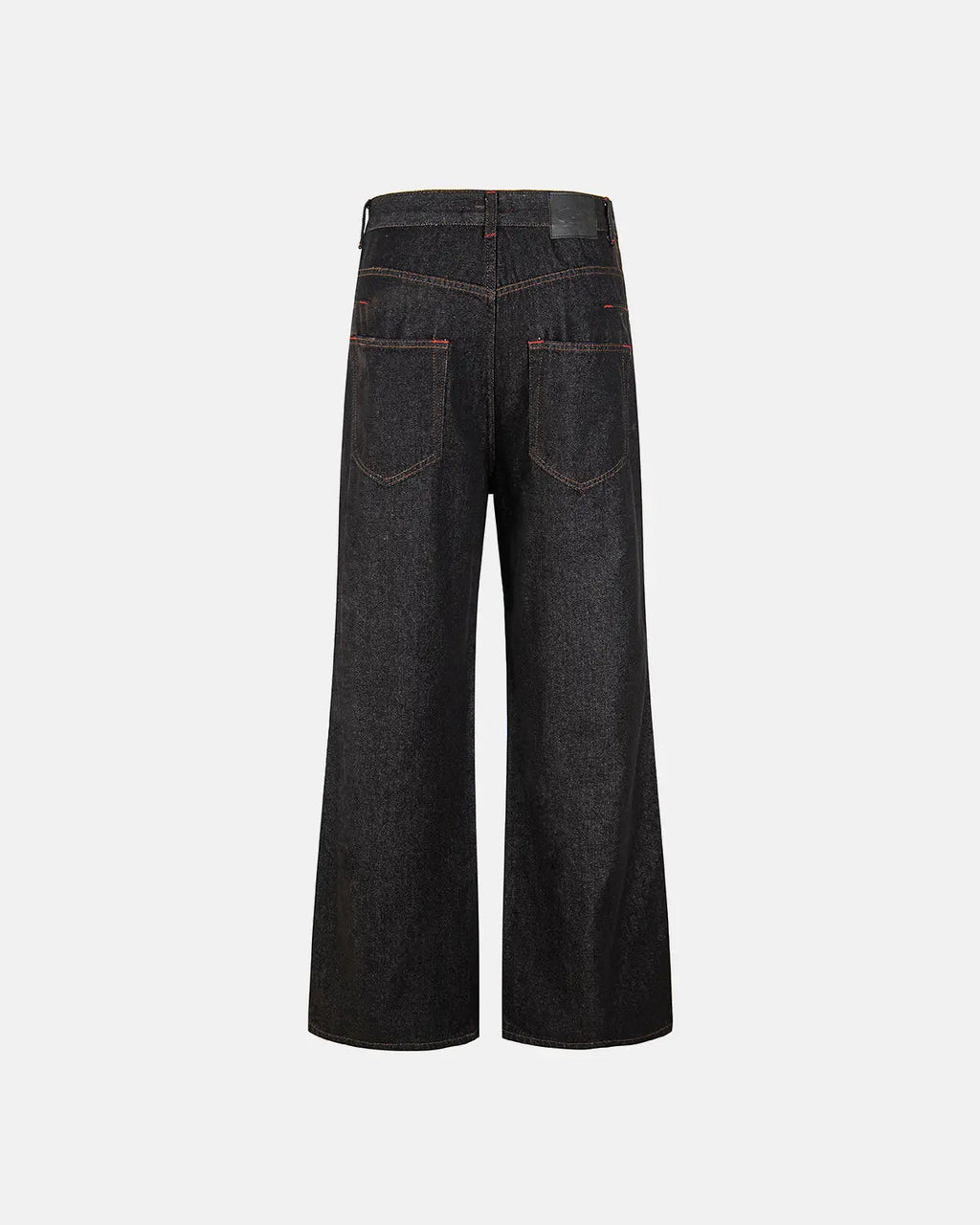 Asymmetric buckle raw baggy jeans by INFLATION featuring oversized fit, distressed denim, and bold design details.