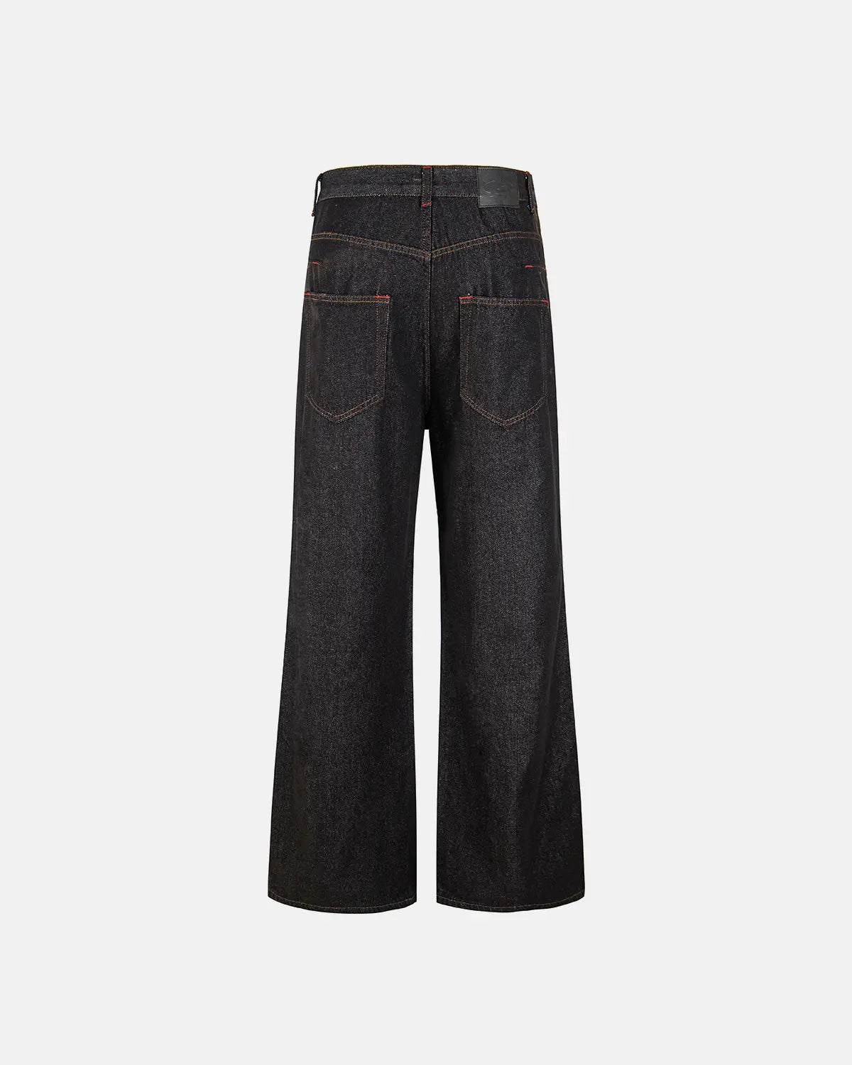 Asymmetric buckle raw baggy jeans by INFLATION featuring oversized fit, distressed denim, and bold design details.