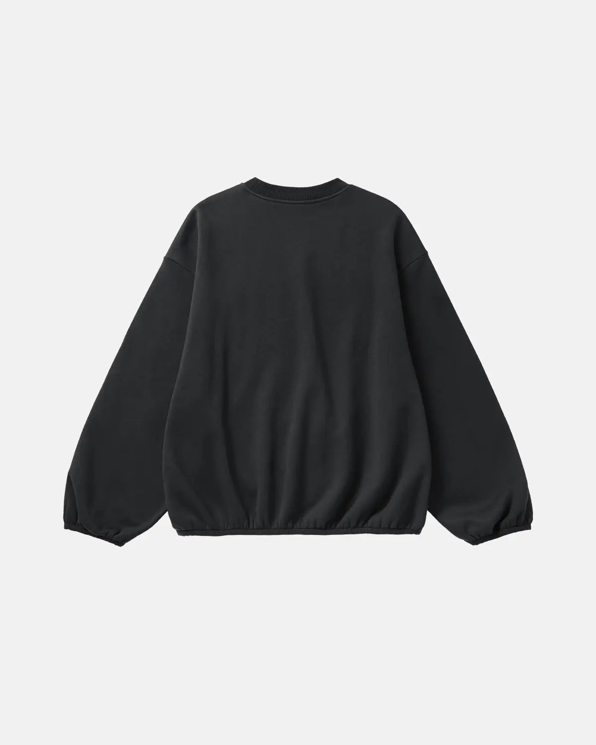 Inflation Streetwear premium boxy crewneck sweatshirt in black, showcasing a relaxed fit and soft fabric.