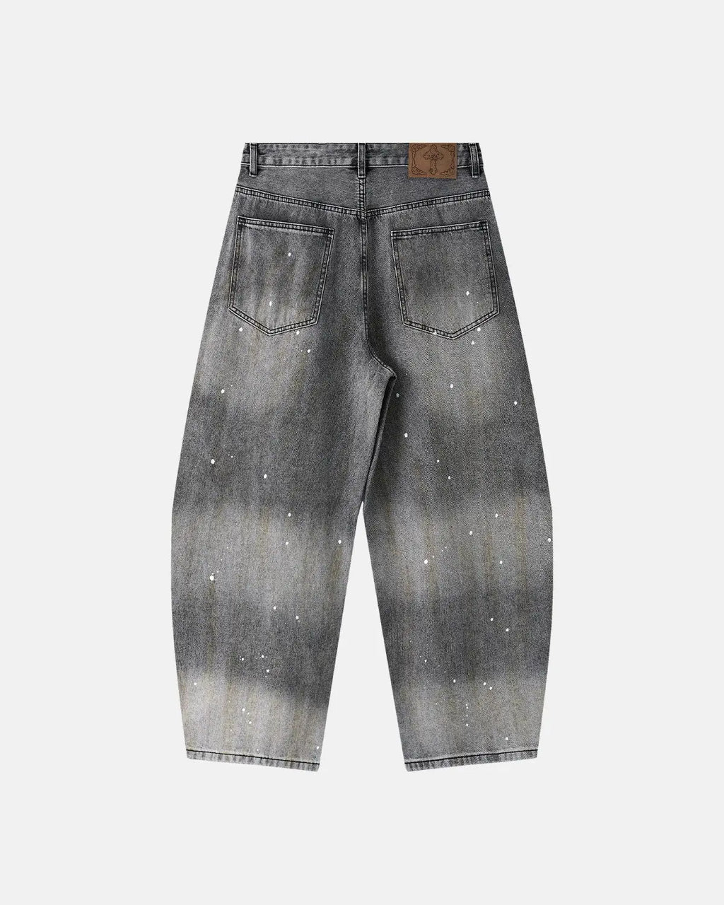 Light washed metal clasp barrel jeans from INFLATION Streetwear, featuring a relaxed fit and metal button details.