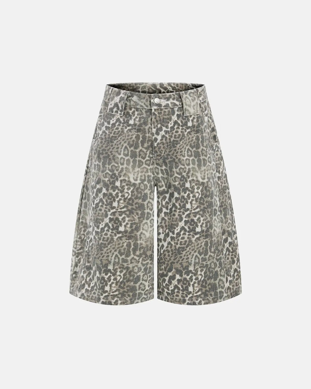 Leopard print baggy pants by INFLATION, featuring a loose fit and trendy streetwear style, shown on a model.