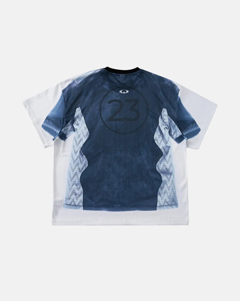 Digital printing mesh jersey T-shirt by INFLATION streetwear featuring lightweight, breathable fabric with vibrant graphic design.