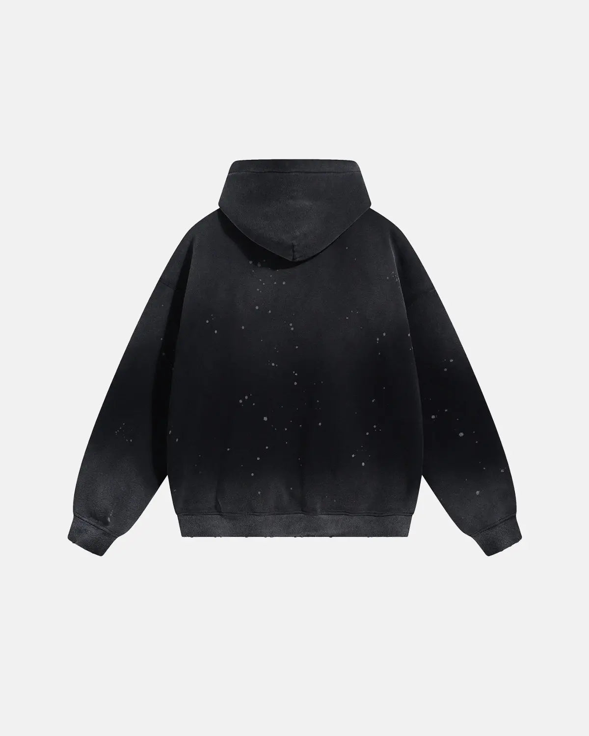 Acid washed ripped fleece hoodie by INFLATION, featuring distressed details and a relaxed streetwear style.