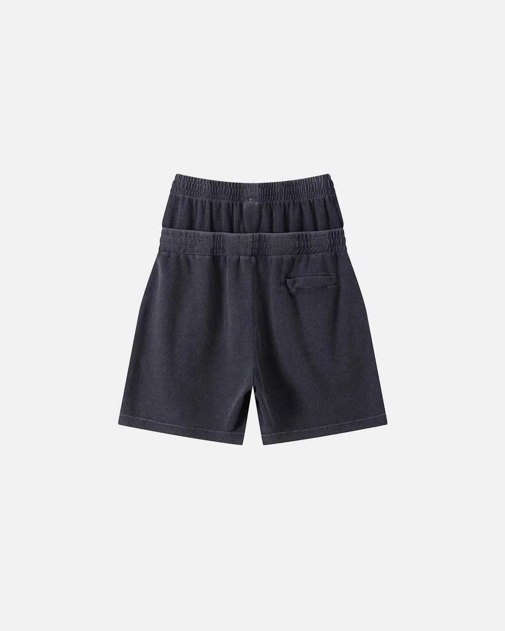 Inflation Double Waist Acid Wash Waffle Shorts pants with high waist and textured fabric, stylish streetwear look.