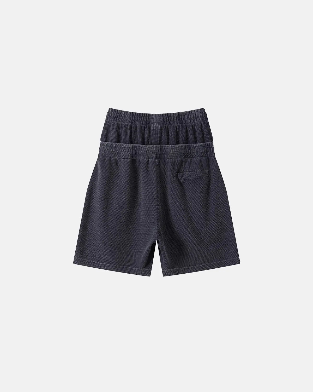 Inflation Double Waist Acid Wash Waffle Shorts pants with high waist and textured fabric, stylish streetwear look.