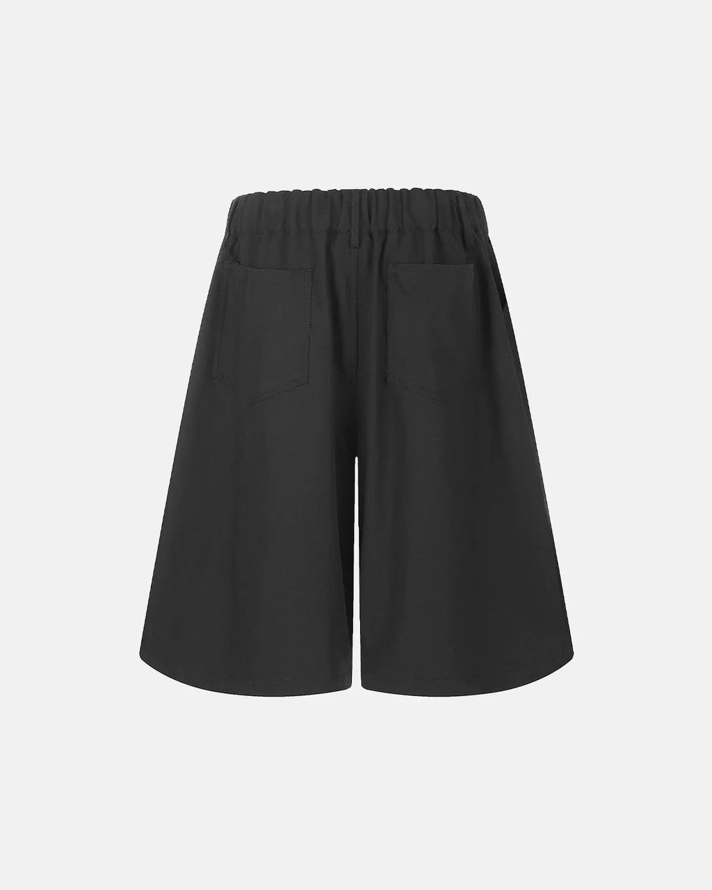 Inflation Streetwear drawstring wide-leg tailored shorts in neutral fabric, showcasing relaxed fit and casual style.