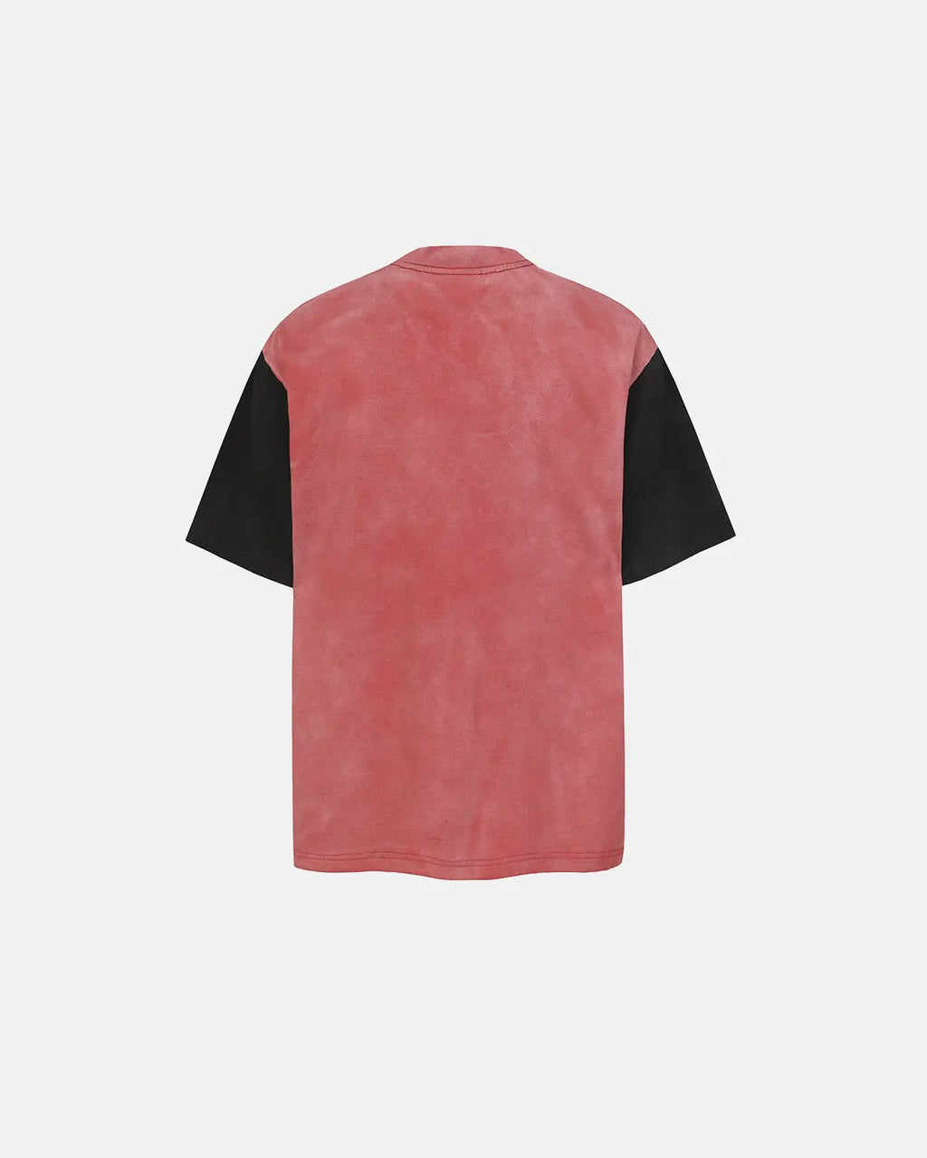 Inflation Streetwear patchwork washed graphic T-shirt with colorful patch designs and casual fit on a plain background.