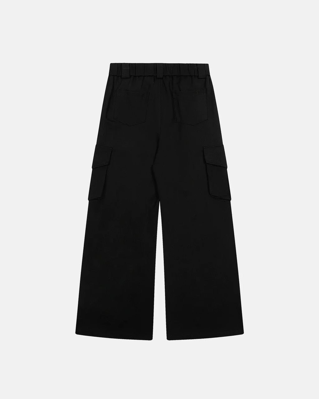 Inflation Streetwear structured wide leg cargo pants with multiple pockets and a relaxed fit in neutral tone.
