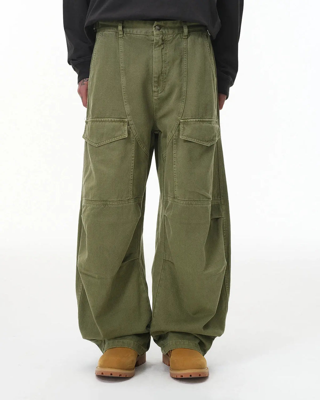 Inflation Streetwear multi-pocket garment washed cargo pants with relaxed fit and durable fabric, featuring multiple functional pockets.