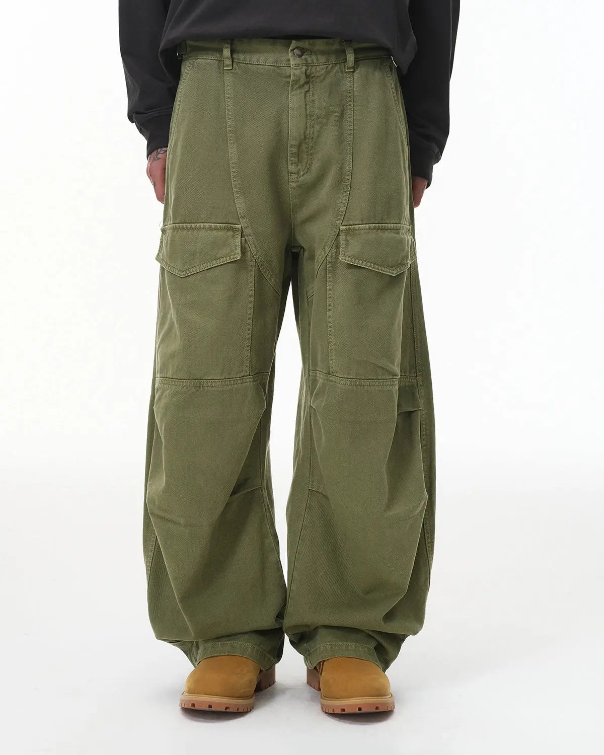 Inflation Streetwear multi-pocket garment washed cargo pants with relaxed fit and durable fabric, featuring multiple functional pockets.