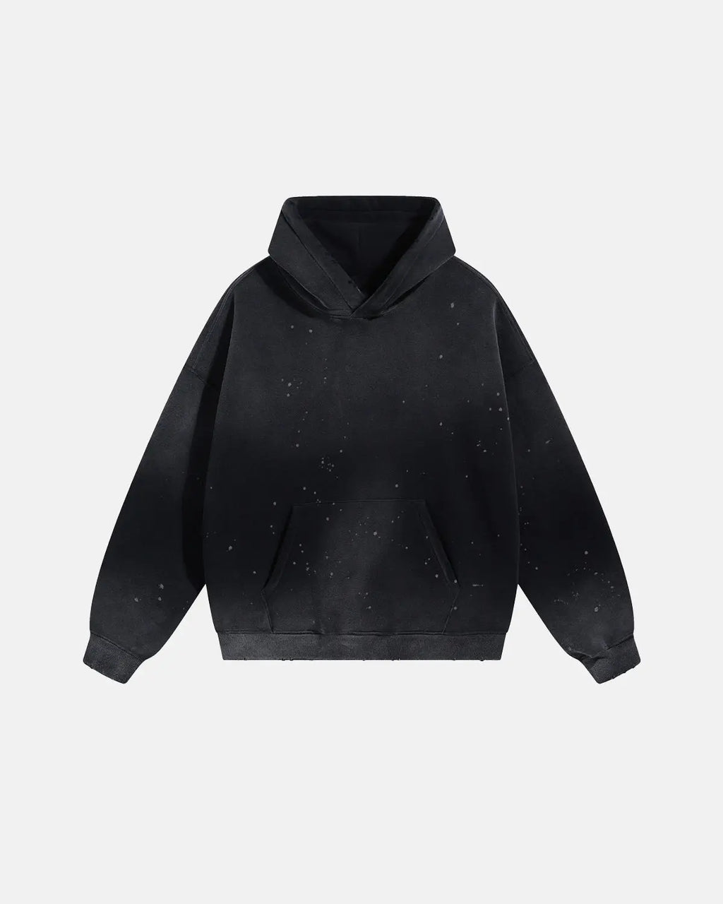 Acid washed ripped fleece hoodie by INFLATION Streetwear, featuring distressed fabric and relaxed fit for casual style.