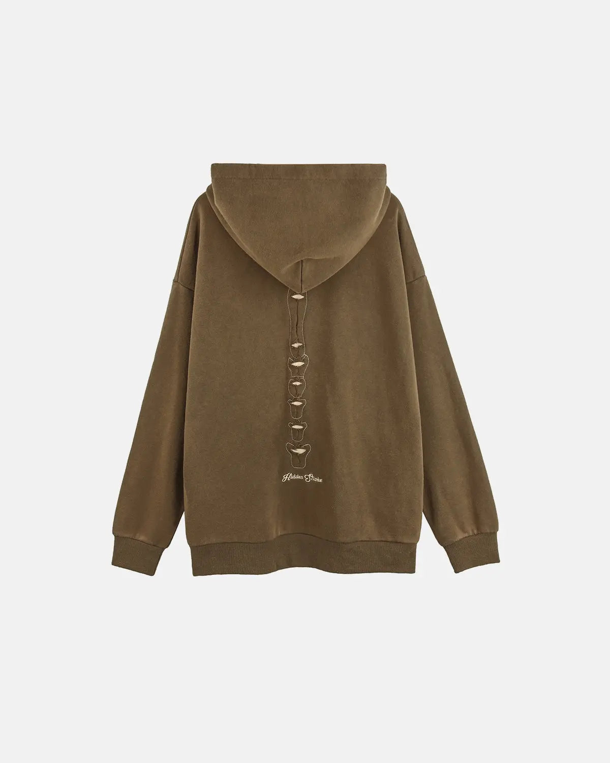 Distressed Ribcage Wash Hoodie by INFLATION featuring a graphic design, ribbed cuffs, and a casual streetwear style.