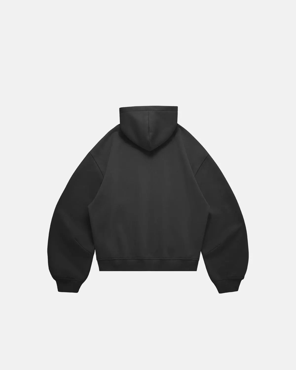 Inflation Streetwear high collar fleece double zip-up hoodie, featuring a stylish design with a high collar and front zippers.