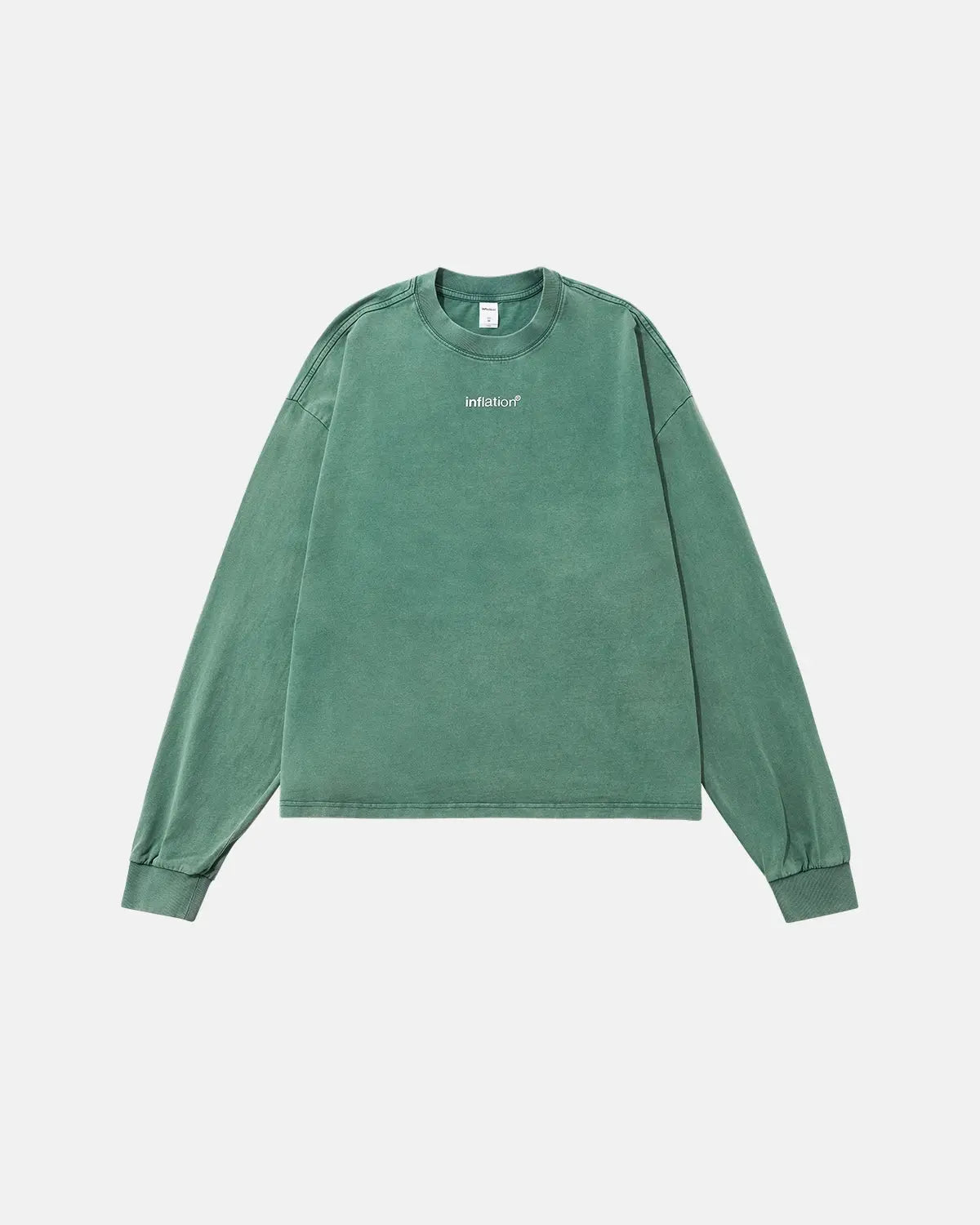 Inflation Streetwear logo washed long sleeve t-shirt in black, featuring a front graphic and a relaxed fit.