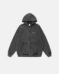 Inflation brand acid washed fleece zip-up hoodie with front pockets and hood, showcasing a trendy streetwear style.