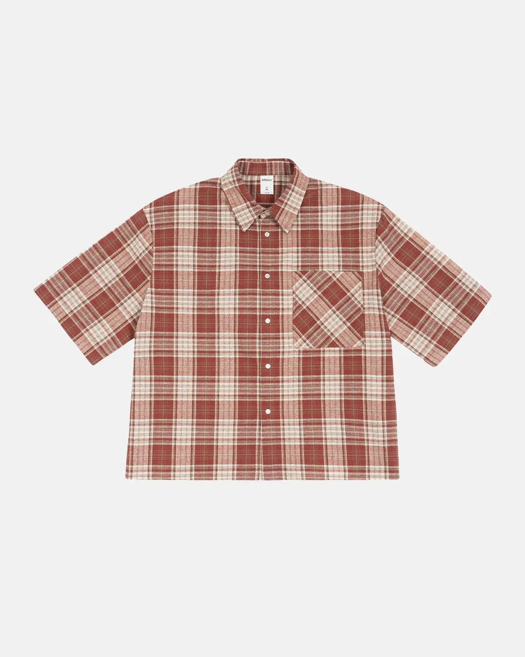 Inflation Streetwear boxy fit plaid shirt with a classic pattern, featuring a relaxed collar and button-front design.