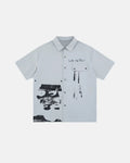 Inflation Streetwear abstract graphic print shirt featuring vibrant, modern artwork on a casual men's shirt.