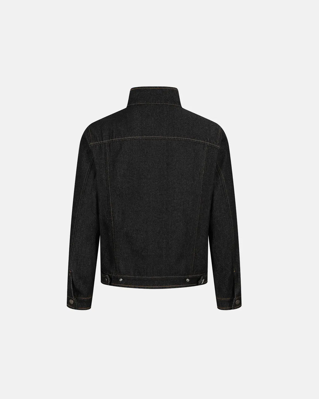 Metal toggle raw denim jacket by INFLATION Streetwear featuring metal buttons and a classic raw denim design.