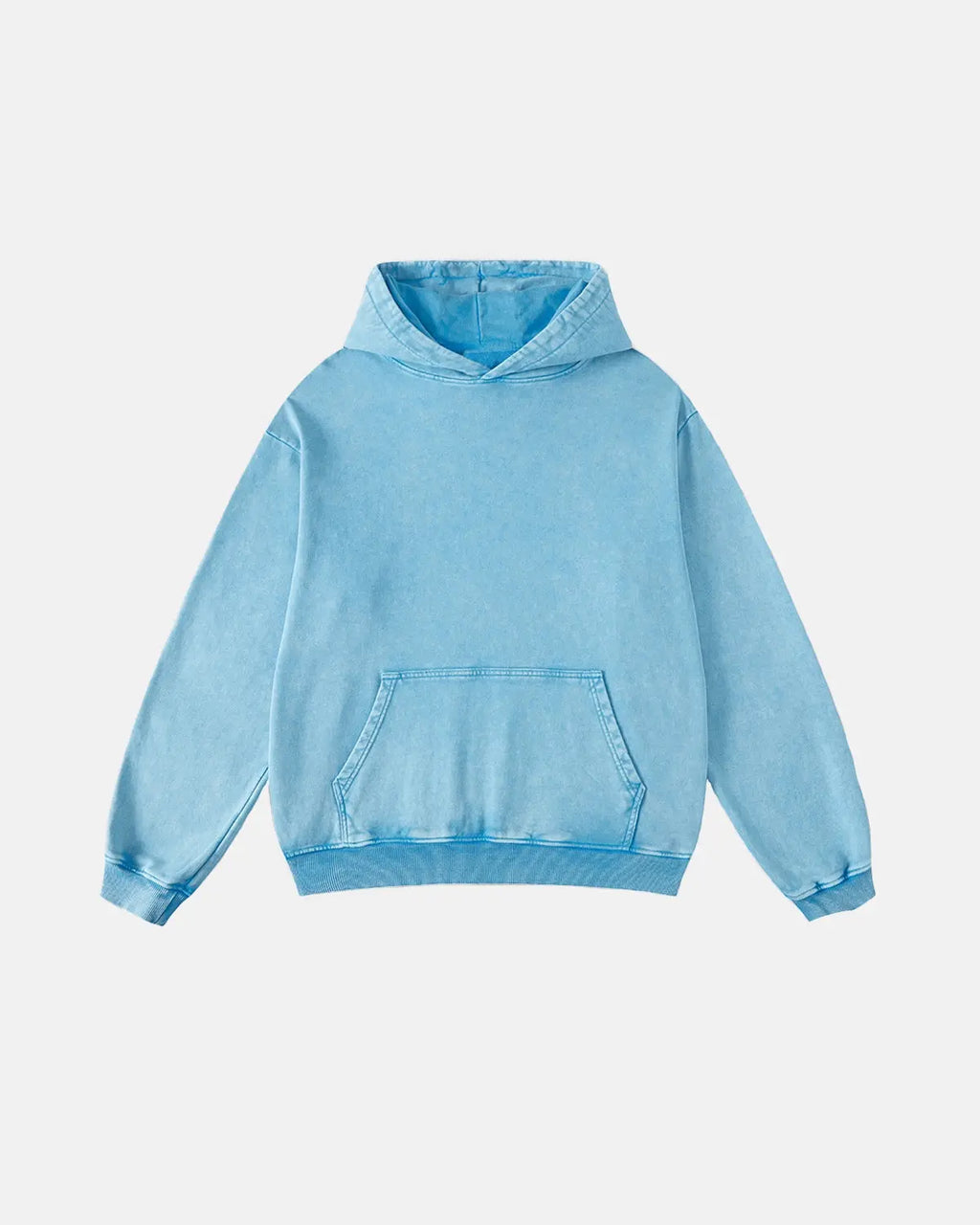 Acid washed French Terry hoodie from INFLATION Streetwear, featuring a relaxed fit and casual style with a distressed finish.