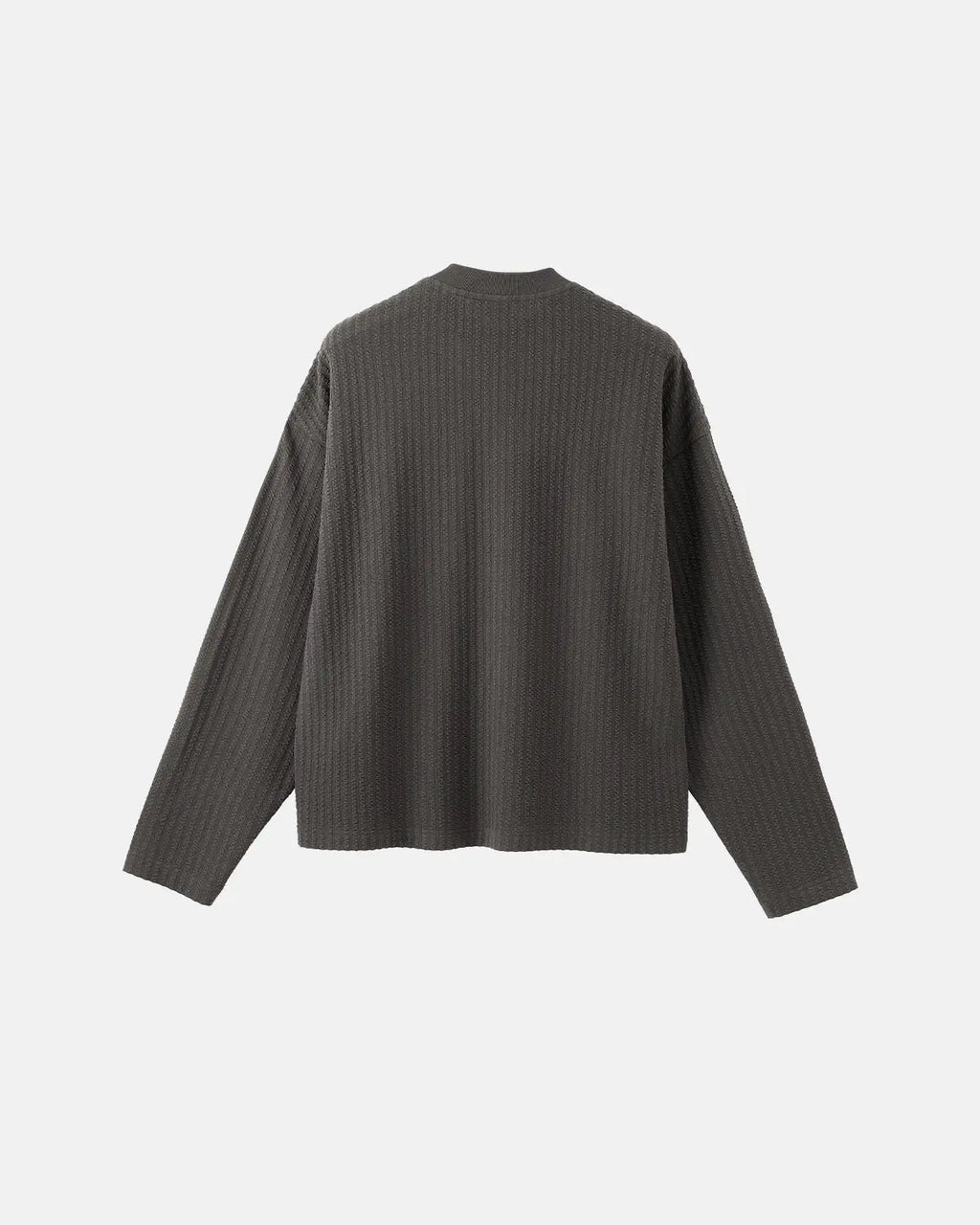 Inflation Streetwear Old Money Style Henley long sleeve T-shirt in neutral color, featuring a classic design and ribbed collar.