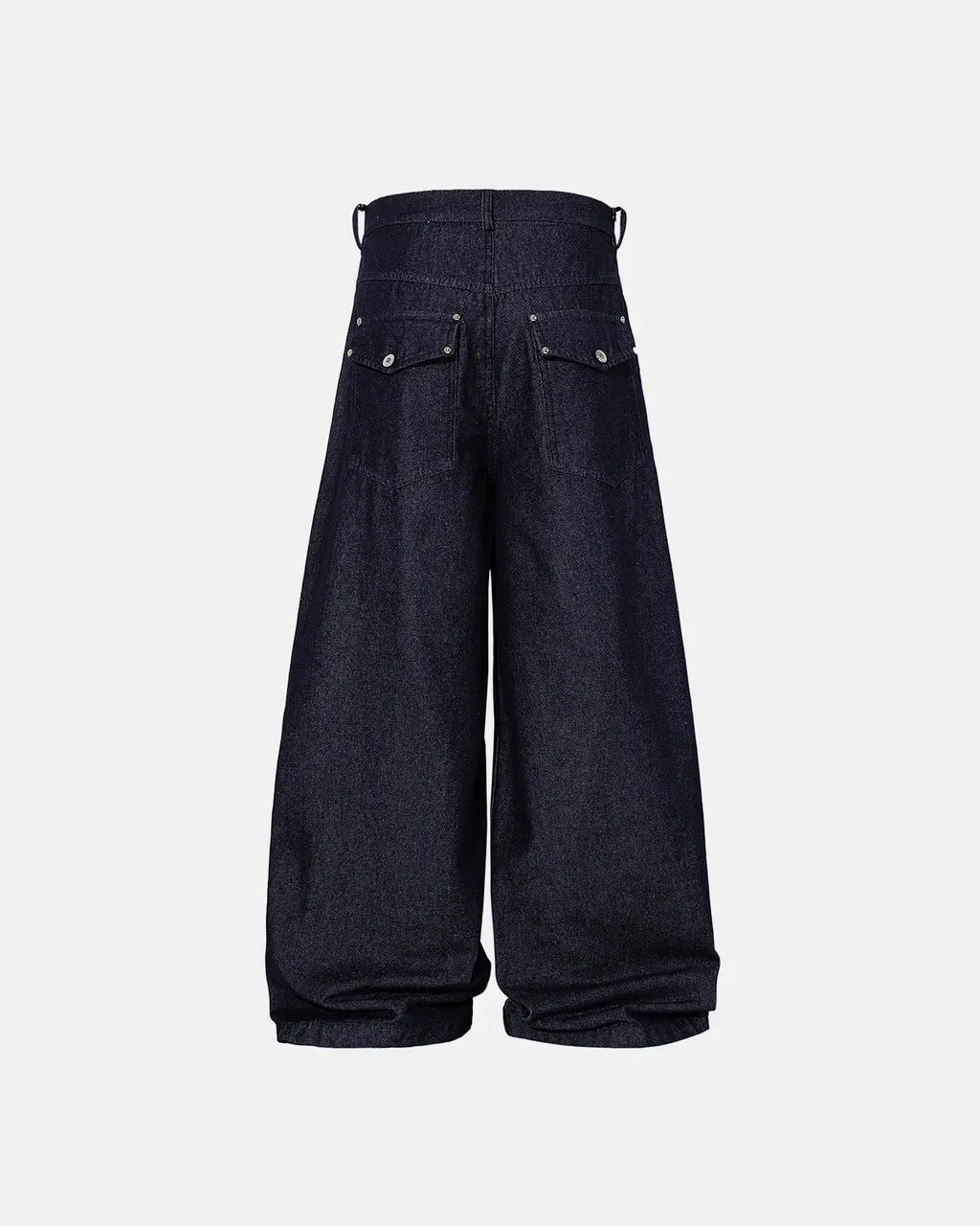 Inflation Buttons Up Raw Blue Baggy Jeans with relaxed fit and rugged denim texture, stylish streetwear by Inflation.
