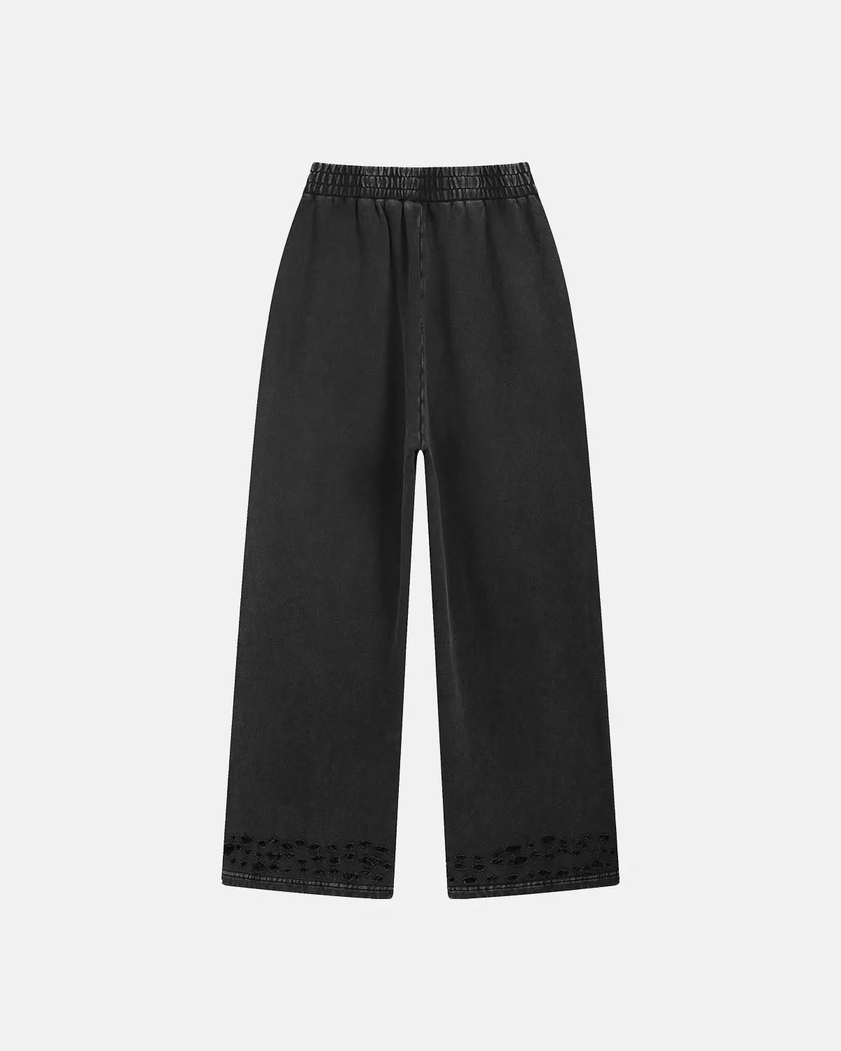 Inflation streetwear ripped acid wash sweatpants with distressed details and relaxed fit, showcasing casual urban style.