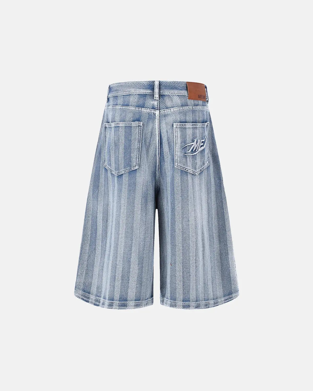 Woven texture baggy jorts by INFLATION Streetwear featuring a relaxed fit and casual denim style with woven fabric details.
