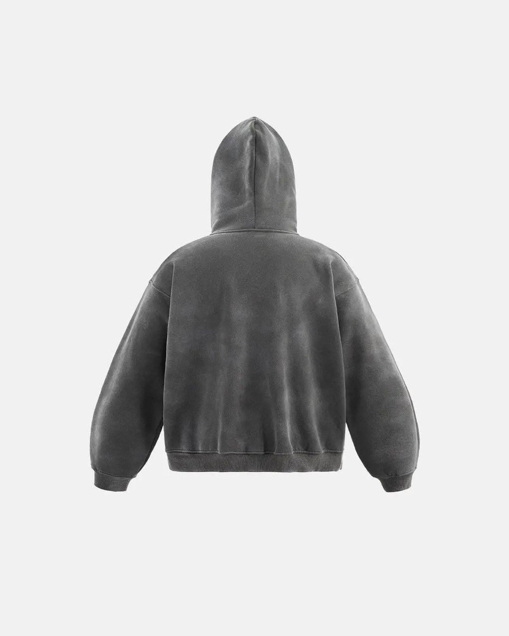 Acid wash zip-up hoodie by INFLATION, featuring a casual streetwear style with a front zipper and distressed wash finish.