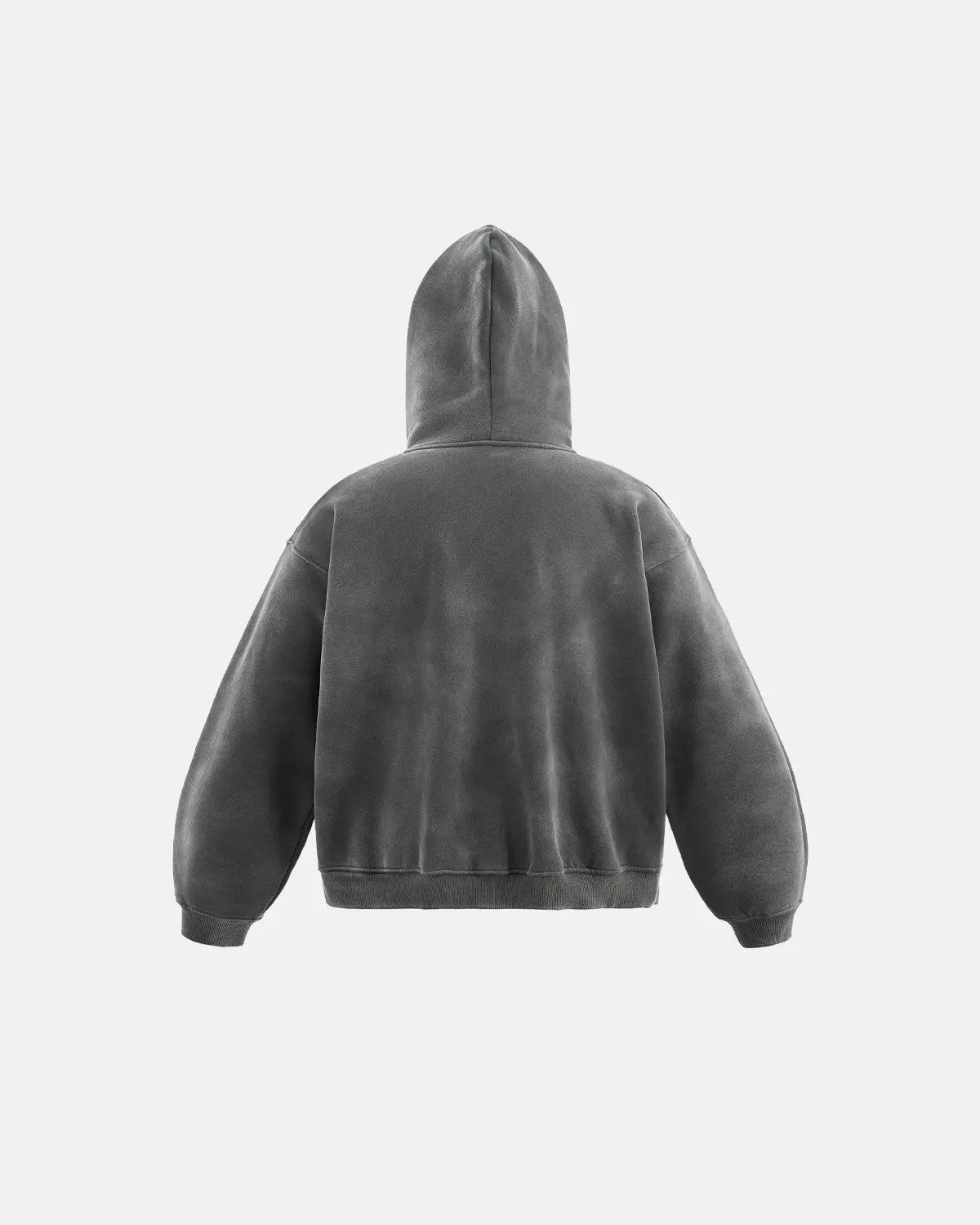 Acid wash zip-up hoodie by INFLATION, featuring a casual streetwear style with a front zipper and distressed wash finish.