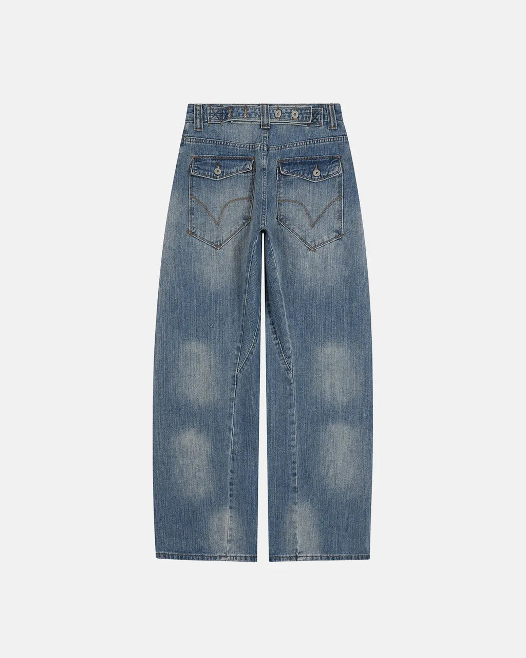 Bamboo weave cinch back baggy jeans from Inflation Streetwear featuring a relaxed fit and stylish design.