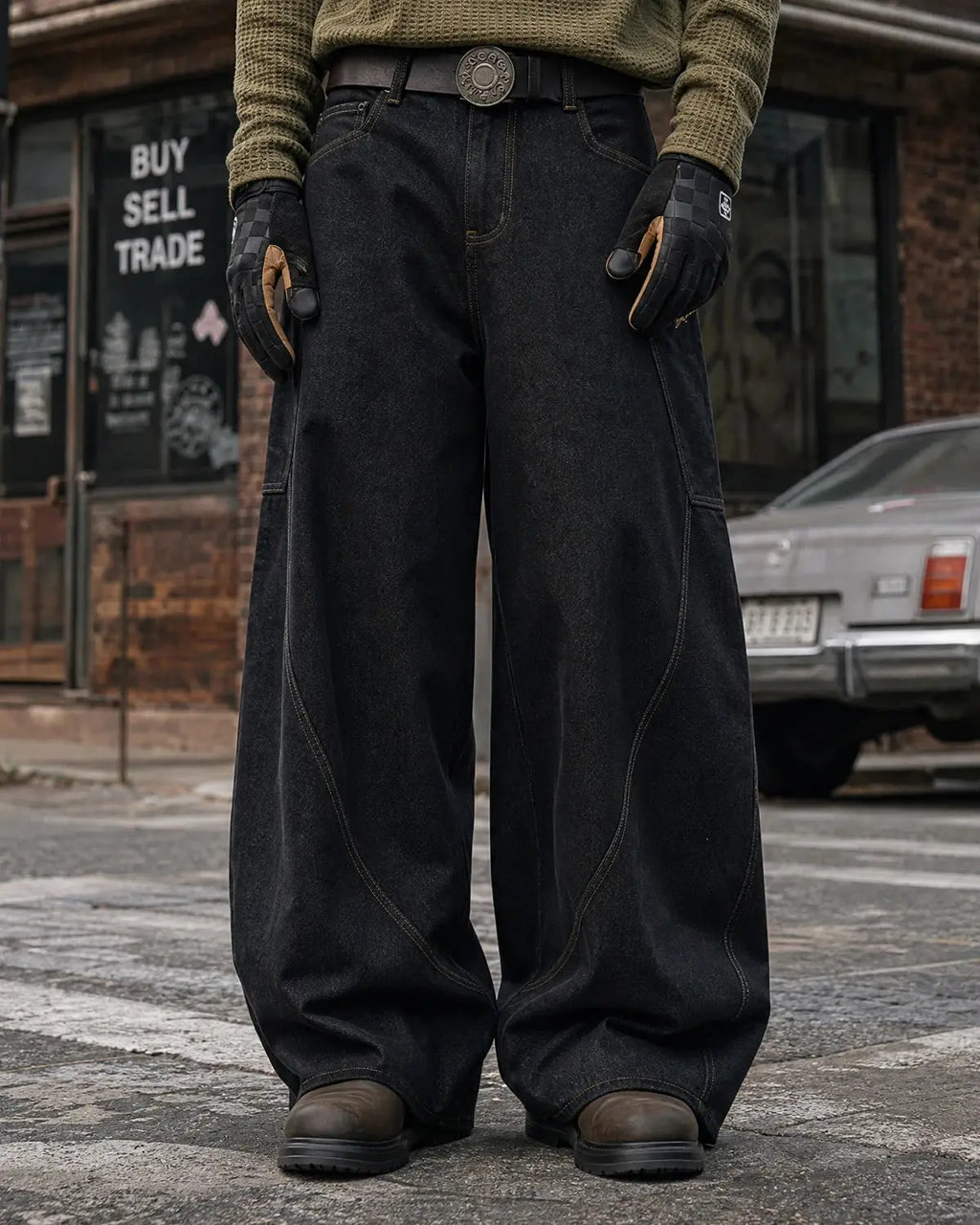 Inflation Super Raw Barrel Jeans from Inflation Streetwear, showing distressed denim with raw hem and relaxed fit.