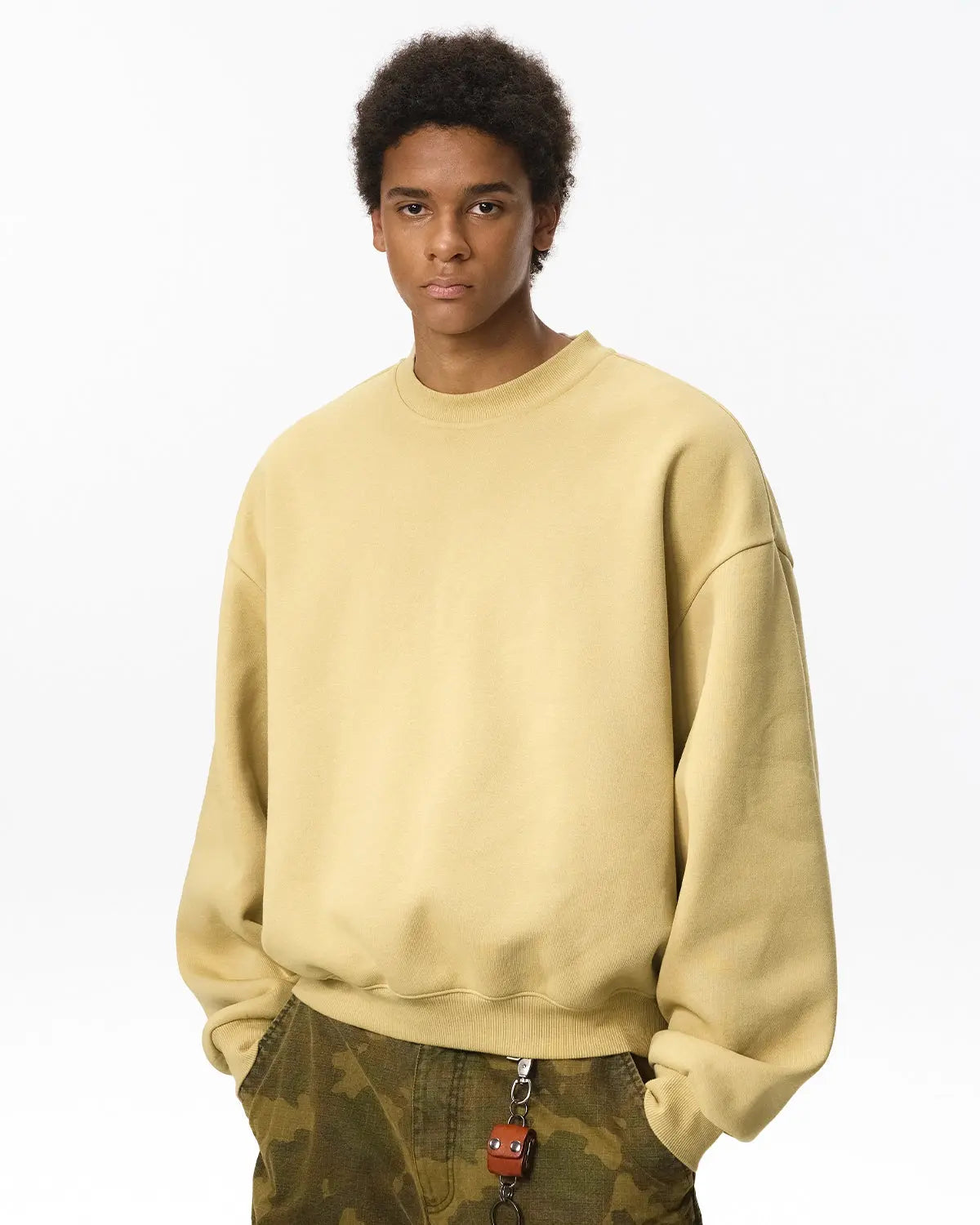 Blank comfy crewneck sweatshirt by Inflation Streetwear, plain and cozy, shown in a neutral color.