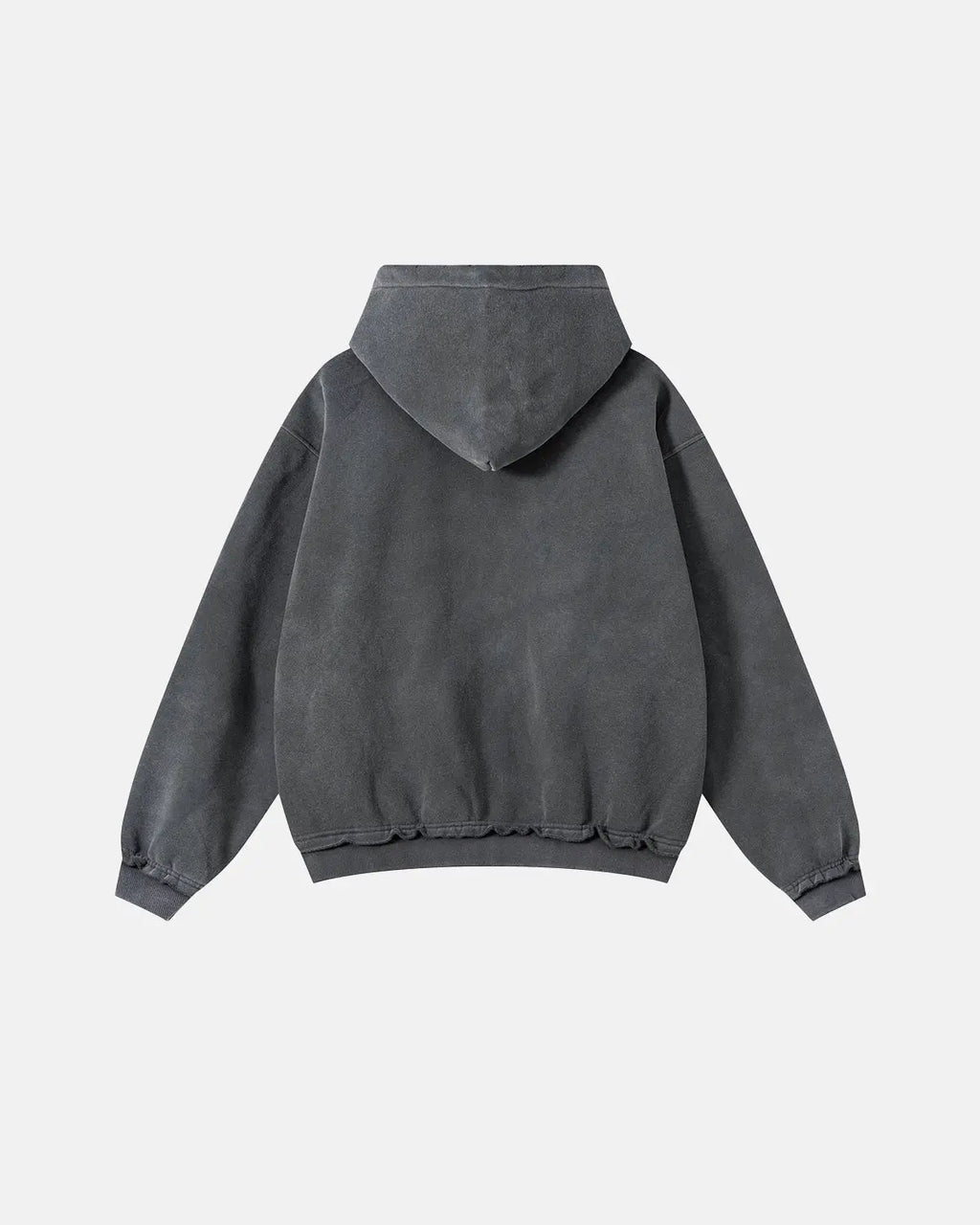 Inflation Streetwear graphic ripped washed zip-up hoodie with distressed details and casual fit, front view showing hoodie design.