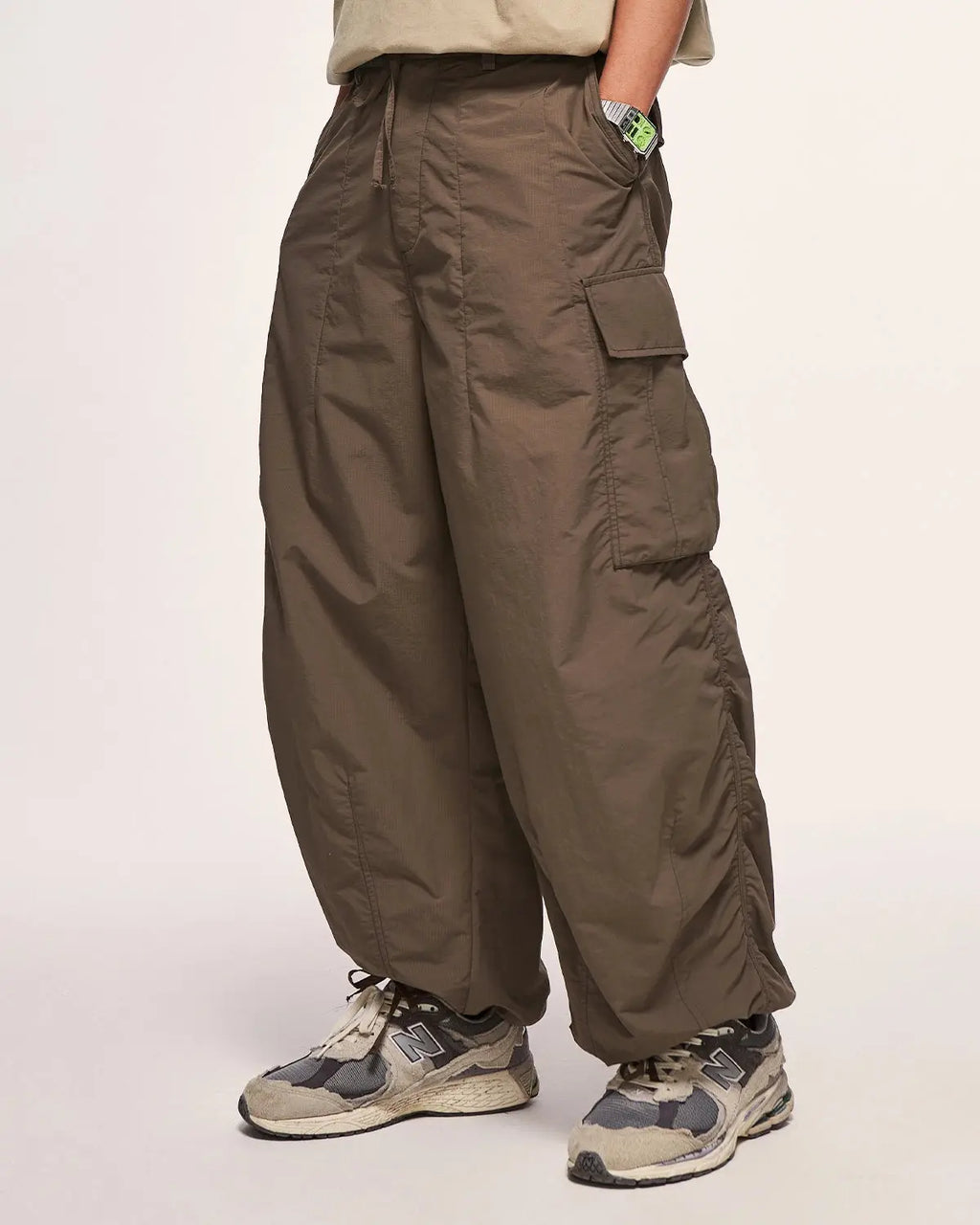 Inflation Classical Parachute Cargo Pants with multiple pockets, baggy fit, and streetwear style in durable fabric.