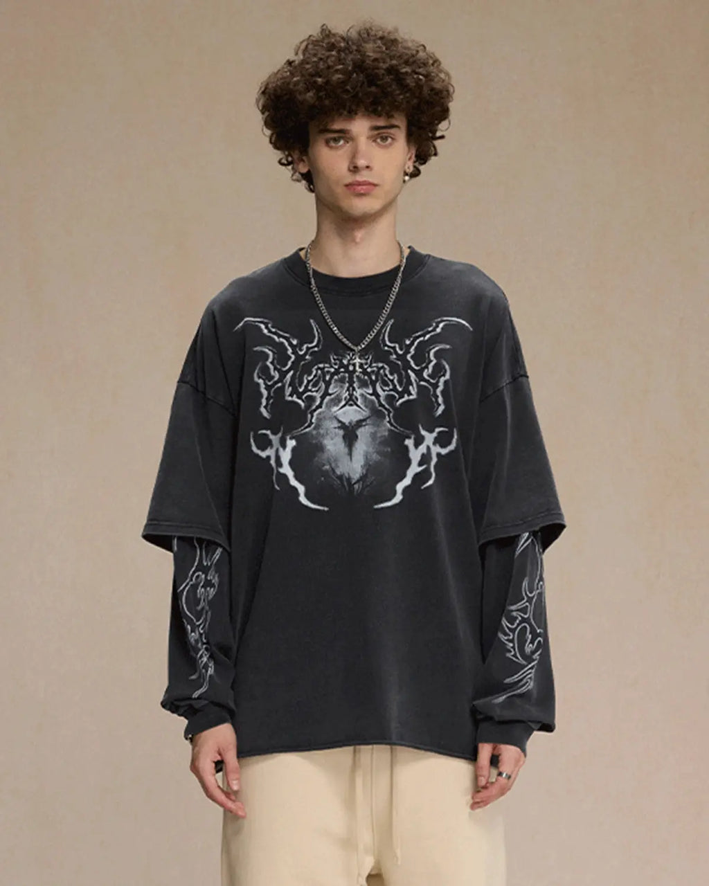 Inflation Streetwear Retro Raw Edge Graphic T-shirt showing bold vintage-inspired design on a casual black tee.