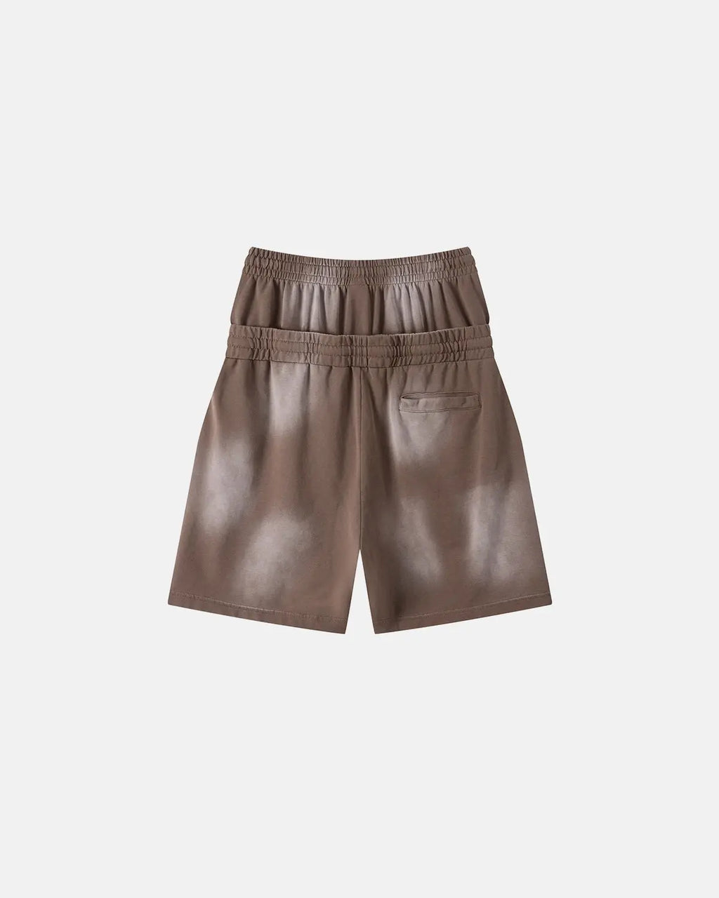 Inflation Streetwear Double Waist Monkey Wash Sweat Shorts, black casual shorts with unique double waistband design.