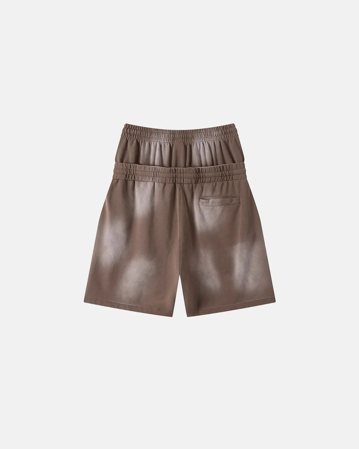 Inflation Streetwear Double Waist Monkey Wash Sweat Shorts, black casual shorts with unique double waistband design.