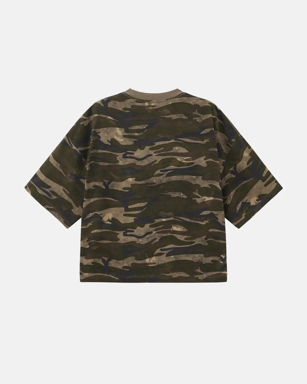 Boxy camo T-shirt from INFLATION Streetwear featuring a military-inspired camouflage print and relaxed fit.
