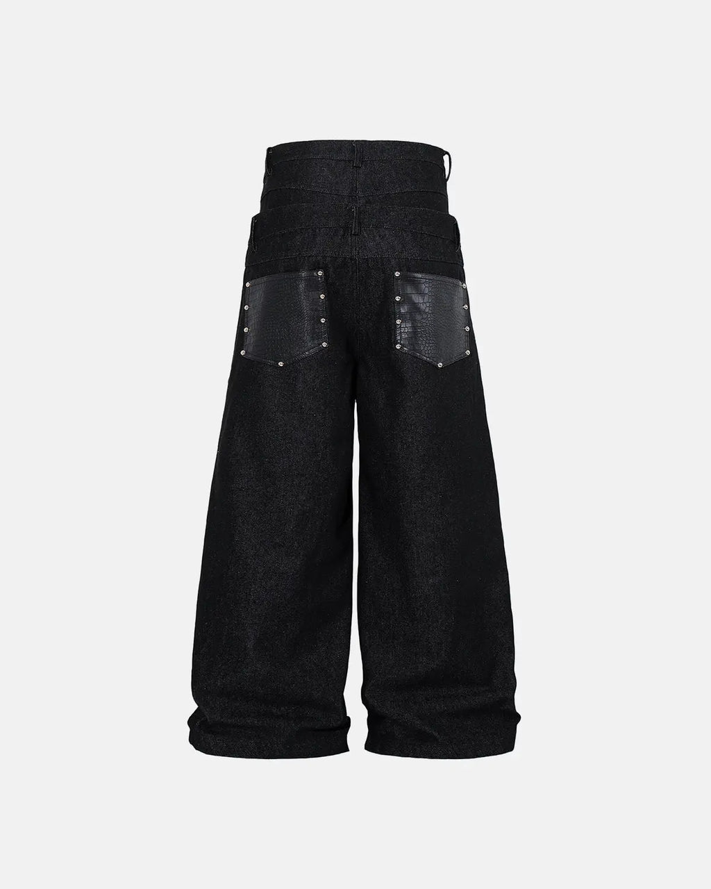 Inflation Double Waist Raw Super Baggy Jeans with distressed details and oversized fit, styled for streetwear fashion.