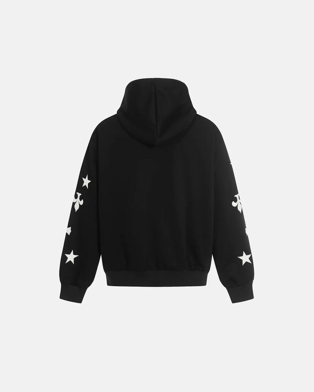Inflation Streetwear Cross PU Patch embroidery zip-up hoodie featuring bold patch details and a comfortable fit.