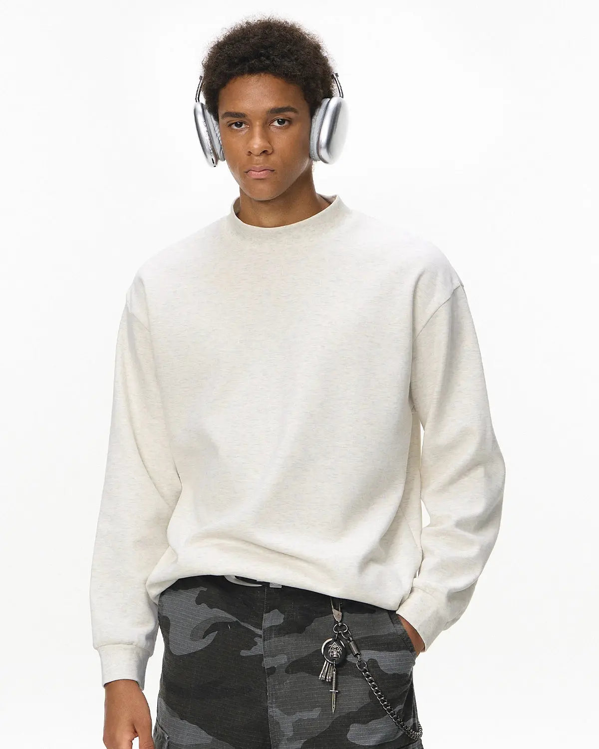 Soft Touch Mock Neck Sweatshirt by INFLATION, featuring a cozy fit and smooth fabric in a stylish streetwear design.
