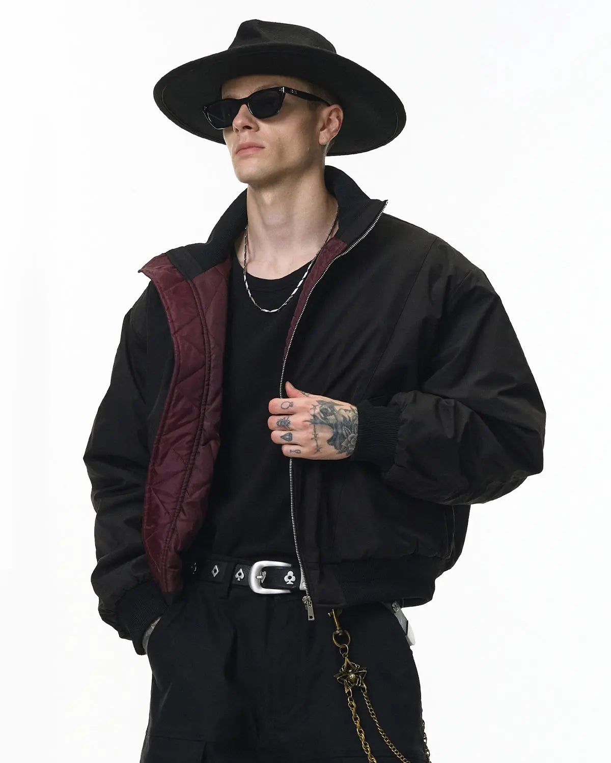 Cotton padded bomber jacket by INFLATION, featuring a stylish streetwear design with a padded collar and zipper front.