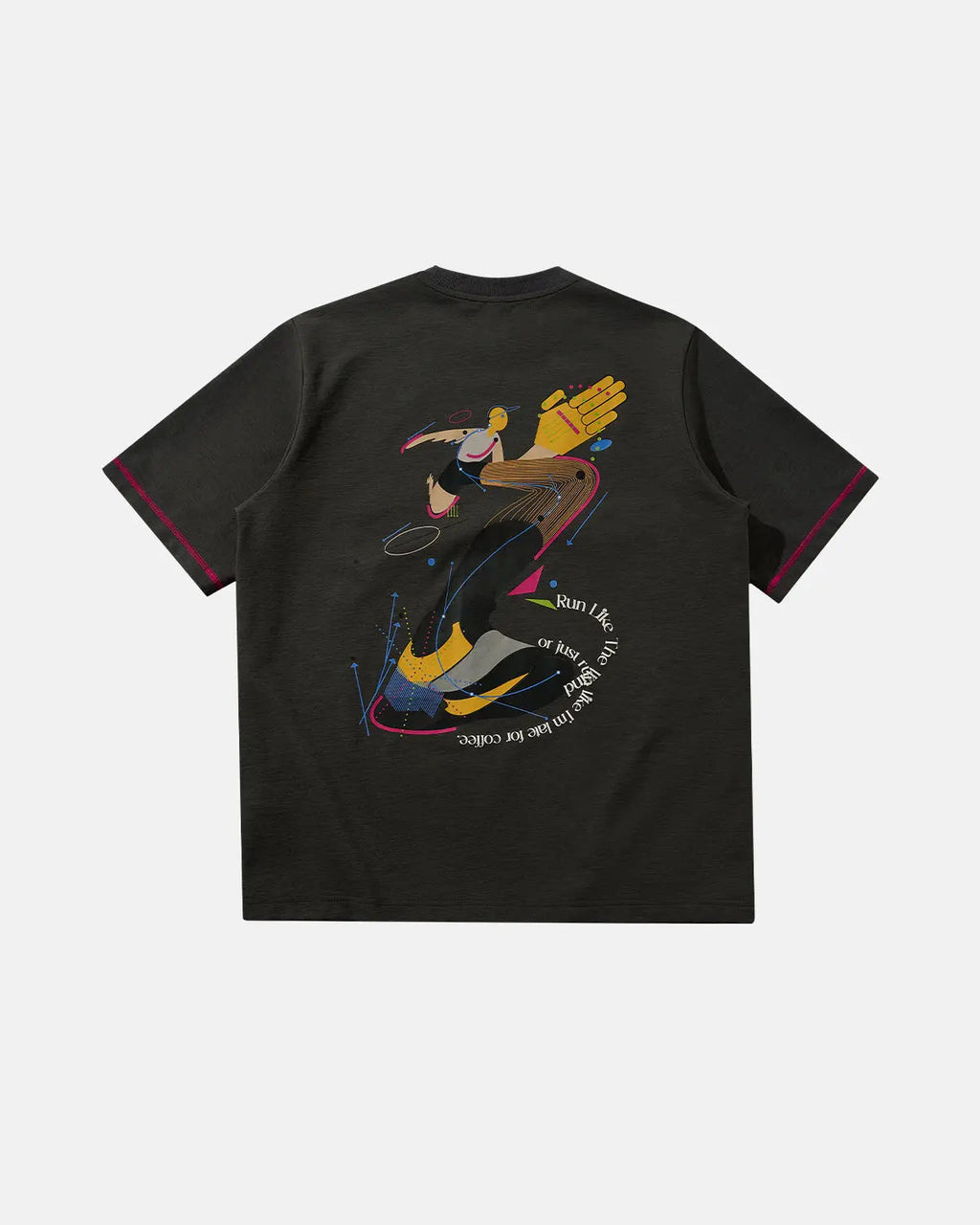 Inflation Streetwear Contrast Stitching Graphic Tee featuring bold stitched design and modern streetwear style.