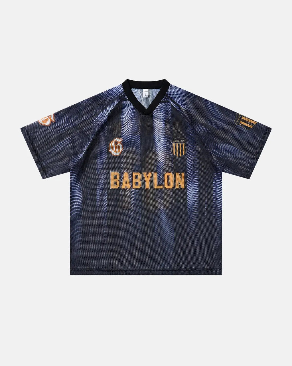 Inflation Streetwear gradient pattern mesh jersey t-shirt with vibrant colors and lightweight breathable fabric.