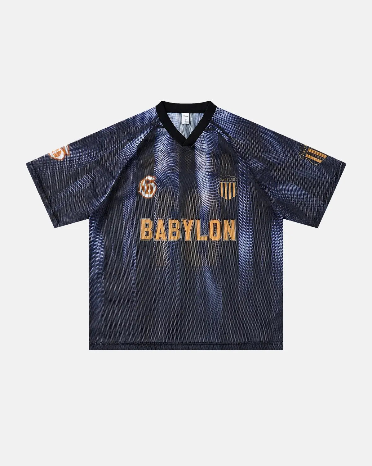 Inflation Streetwear gradient pattern mesh jersey t-shirt with vibrant colors and lightweight breathable fabric.